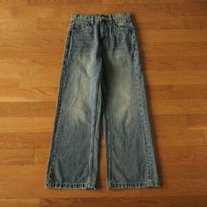 Simple‎ Project Wide Leg Jeans Women Blue Distressed Skater XS K23100